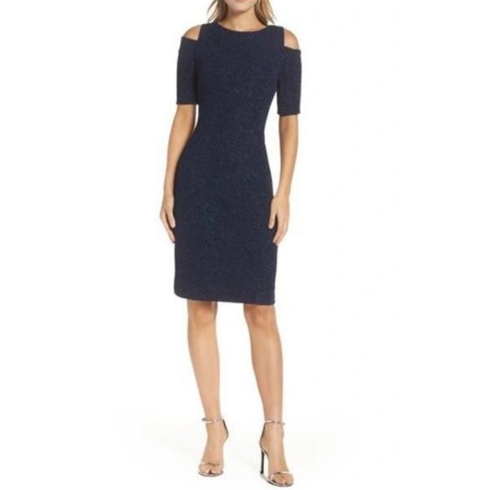 Eliza J. Cold Shoulder Little Black Dress